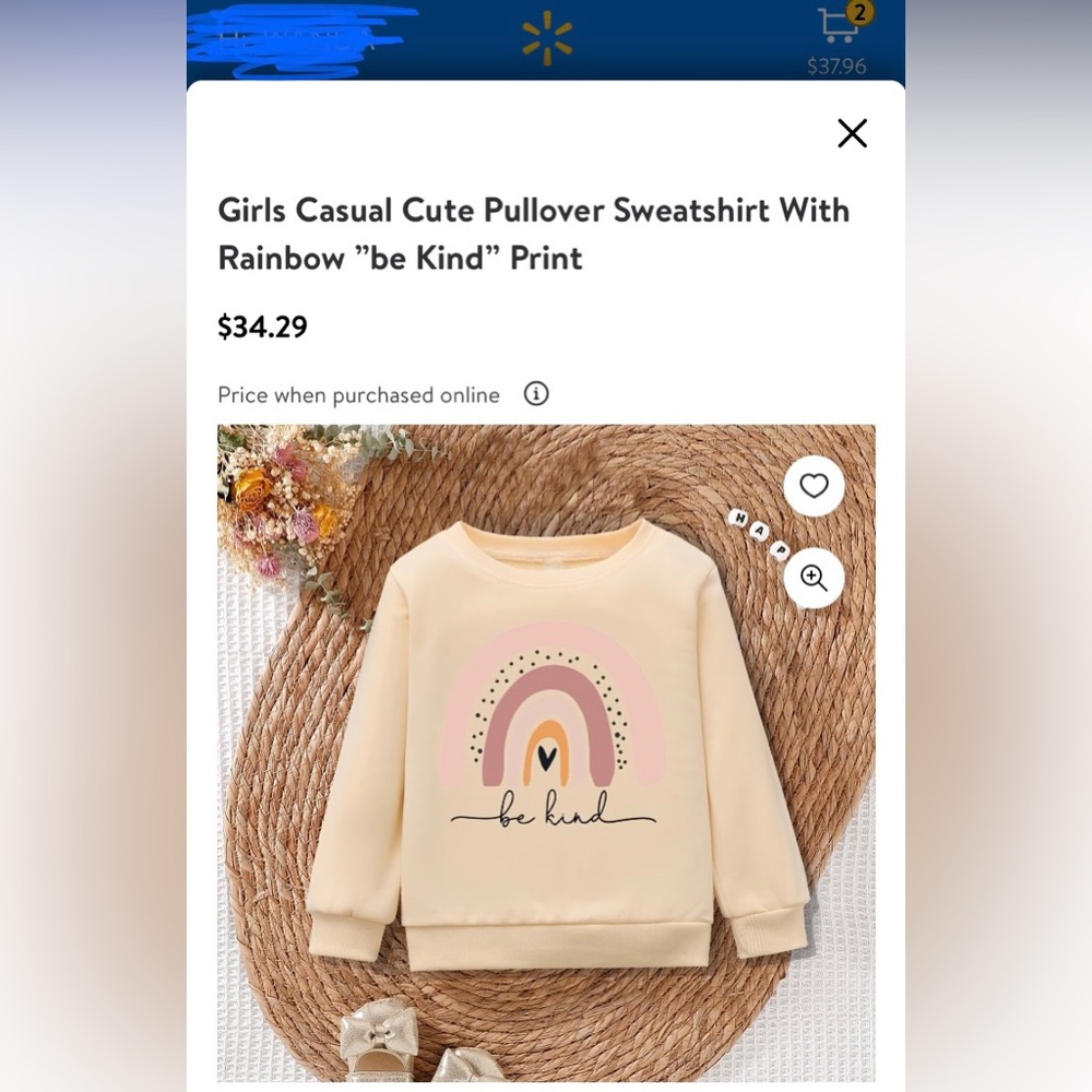 Pullover Sweatshirt With Boho Rainbow "be Kind"  3-4T - Picture 10 of 10